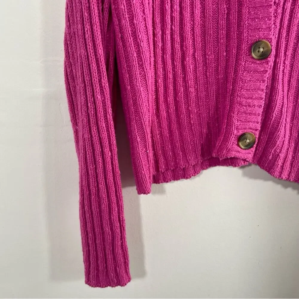 American Eagle Berry Pink Nubby Knit Button Front Sweater Cardigan Medium